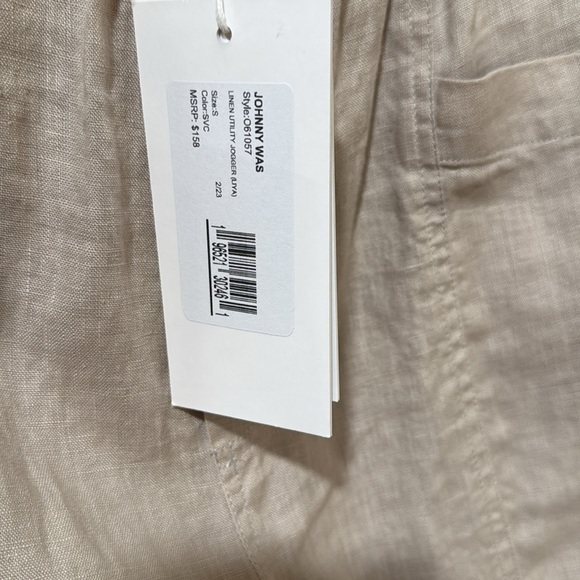 Johnny Was Calme Tan Jogger Pants with Elastic Waistband and Cuffed Ankles - Picture 4 of 4